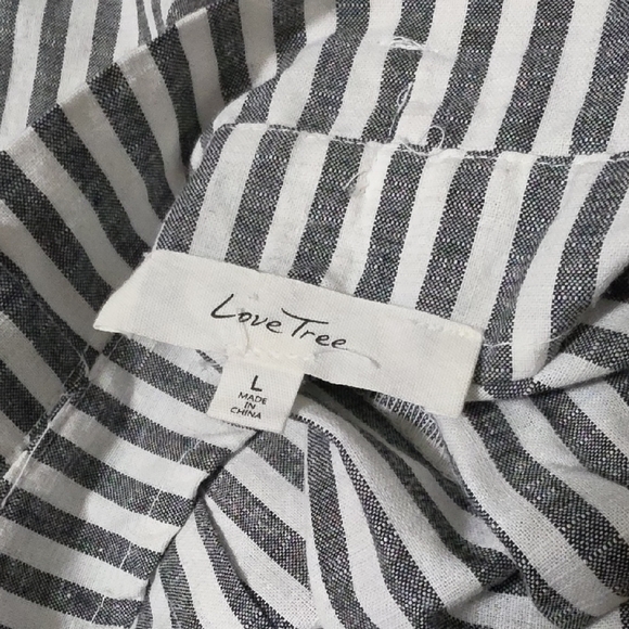 Love Tree High-Waist Striped Tie-Waist Shorts - Gray & White - Picture 3 of 4
